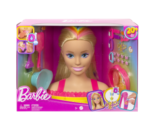 Lelles galva stilizēšanai Barbie Blonde Rainbow Hair HMD78