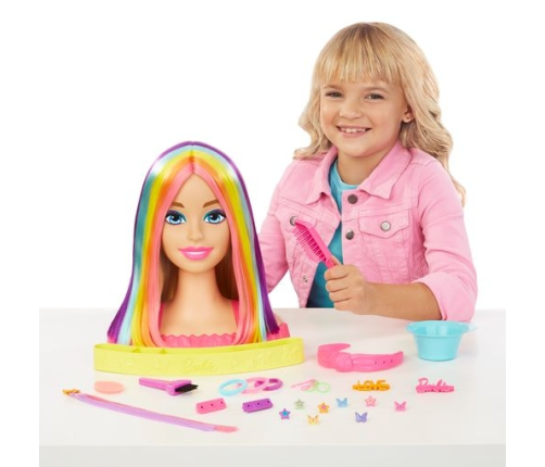 Lelles galva stilizēšanai Barbie Blonde Rainbow Hair HMD78