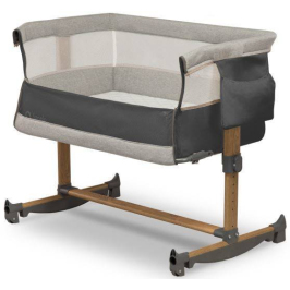Lionelo LEONIE Stone grey Bērnu šūpulis-gulta ar nolaižamu sānu