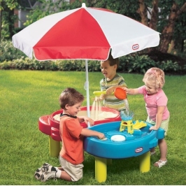 Little Tikes Water Table Galds-Smilšu kaste ar lietussargu un ūdens zonu