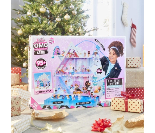 LOL Surprise OMG Winter Chill Cabin Wooden Doll House with 95+ Surprises