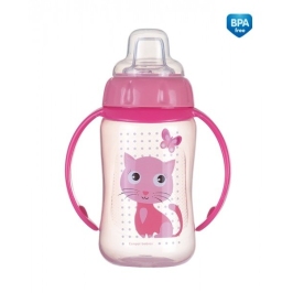 Mācību krūze Canpol CUTE ANIMALS ar silikona uzgali 56/512 pink