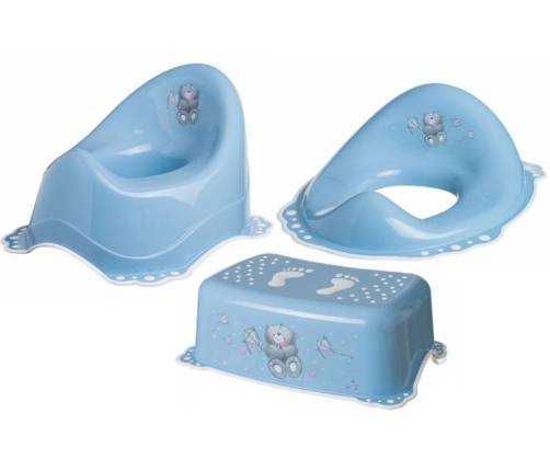 Maltex SET Bear blue Комплект: Подставка-Ступенька + Детский горшок + Накладка на унитаз