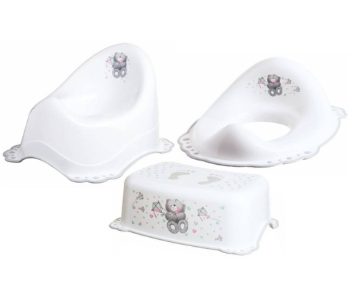 Maltex SET Bear White Комплект: Подставка-Ступенька + Детский горшок + Накладка на унитаз