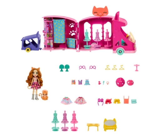 Mattel Enchantimals Cat Fashion Truck Playset HPB34 Kempers + Lelle