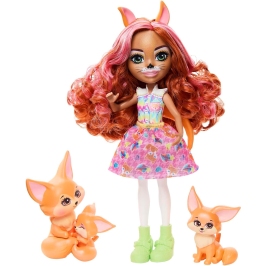 Mattel Enchantimals Glam Party Fennec Fox Family HNT60 Lelle ar dzīvnieku