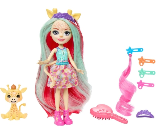 Mattel Enchantimals Glam Party Gillian Giraffe HNV29 + 5 Accessories Lelle ar dzīvnieku