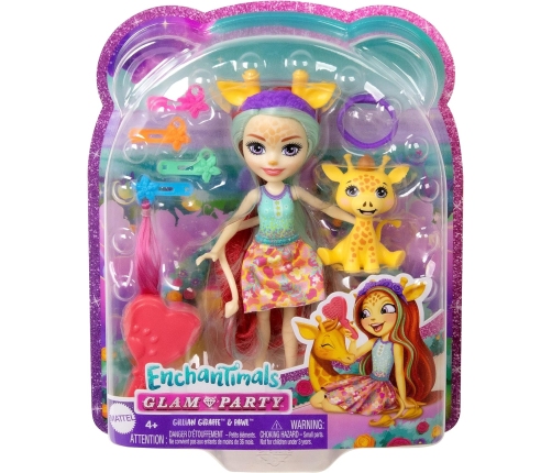 Mattel Enchantimals Glam Party Gillian Giraffe HNV29 + 5 Accessories HNV28 Кукла с животными