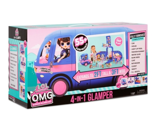 MGA LOL Surprise 4-in-1 Glamper Fashion Camper with 55+ Surprises (Electric Blue)