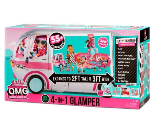 MGA LOL Surprise 4-in-1 Glamper Fashion Camper with 55+ Surprises (Silver)