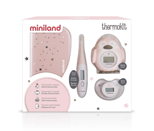 Miniland ThermoKit Plus Rose Digitālo Termometru komplekts: Ķermeņa + Knupis + Ūdenim