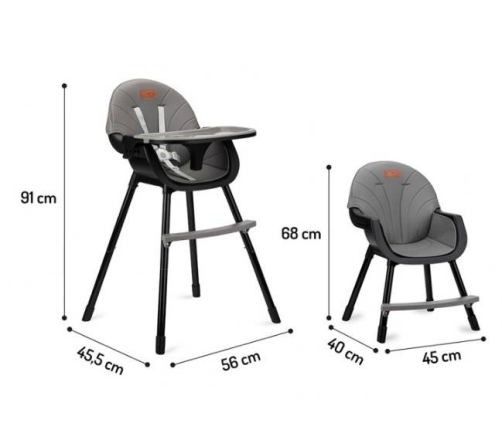 Momi Flovi Black 3in1 Barošanas Krēsls