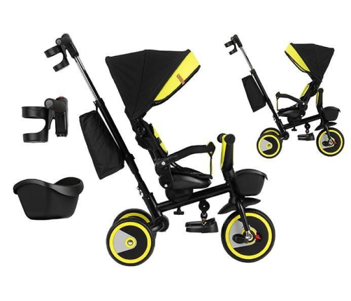 Momi Invidia 360 5in1 Black yellow Bērnu trīsritenis