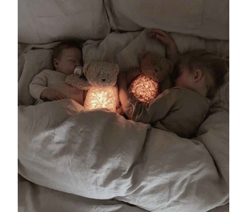 Moonie Organic HUMMING BEAR Mineral Grey 2in1 Nakts lampa Miega lācītis