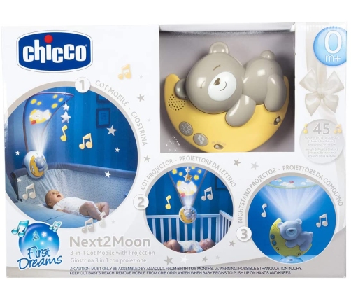 CHICCO Next2Moon 3in1 beige Muzikālais karuselis gultiņai