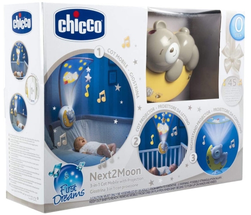 CHICCO Next2Moon 3in1 beige Muzikālais karuselis gultiņai