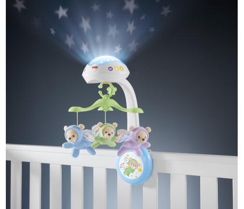 Muzikālais karuselis gultiņai Fisher Price Bears Dreams 3-in-1 Projection Mobile CDN41