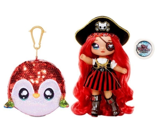 Na! Na! Na! Surprise 2-in-1 Fashion Doll Becky Buckaneer & Plush Pom with Confetti Sparkly Sequined