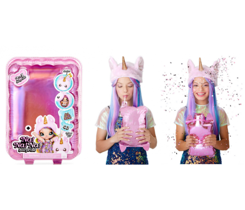 Na! Na! Na! Surprise 2-in-1 Fashion Doll & Plush Pom with Confetti Balloon Paula Purrfect