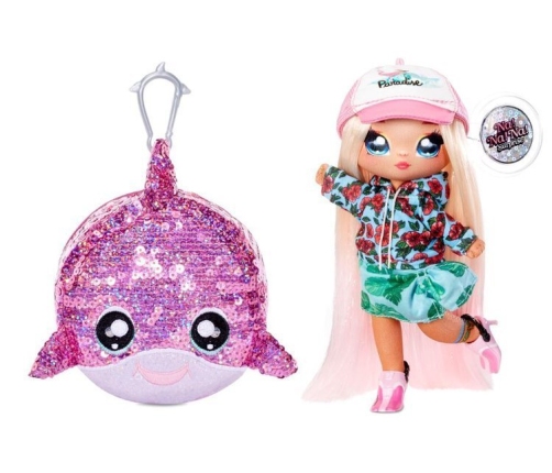 Na! Na! Na! Surprise 2-in-1 Fashion Doll Surfer Krysta Splash & Plush Pom with Confetti Dolphin