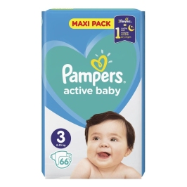 Pampers Active Baby autiņbiksītes 3. izmērs 66 gab.