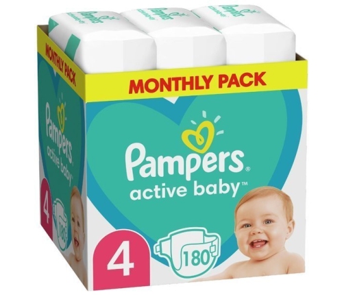 Pampers Active Baby autiņbiksītes 4. izmērs 180 gab.