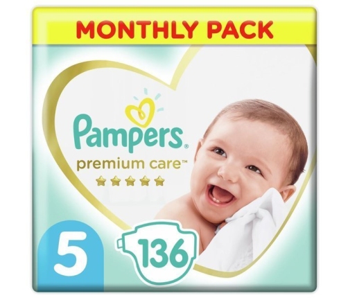 Pampers Premium Care autiņbiksītes 5. izmērs 136 gab.