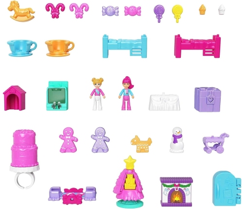 Polly Pocket Advent Calendar Gingerbread House + 25 surprises HKW16 Adventes Kalendārs + Lelle