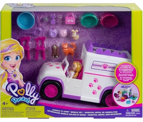 Polly Pocket Cuddle n Care Mobile Vet GFR04 Lelle + Mobilā veterinārā klīnika