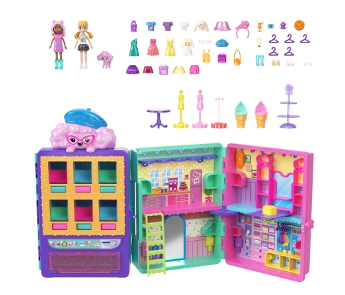 Polly Pocket Fashion Drop Candy Style Playset HMJ4 2 Lelles + Automāts