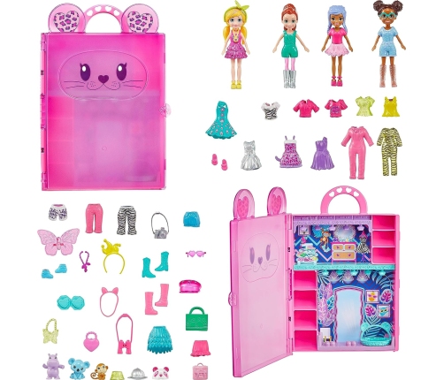 Polly Pocket Pet Fashion Deluxe Collection HKW11 4 Куклы + Гардероб