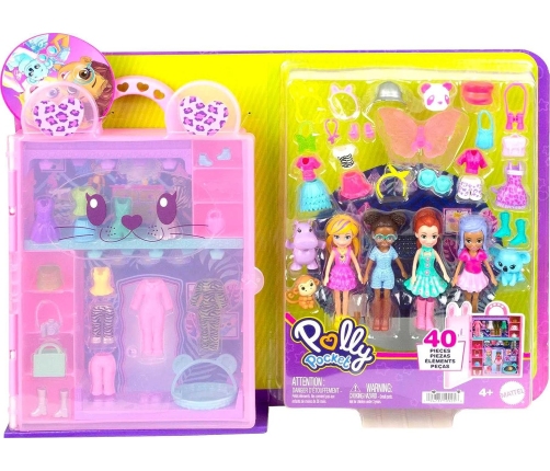 Polly Pocket Pet Fashion Deluxe Collection HKW11 4 Куклы + Гардероб