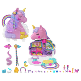 Polly Pocket Rainbow Unicorn Salon +20 surprises HKV51 Детская сумка Единорог