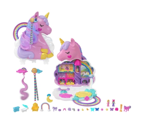 Polly Pocket Rainbow Unicorn Salon +20 surprises HKV51 Детская сумка Единорог