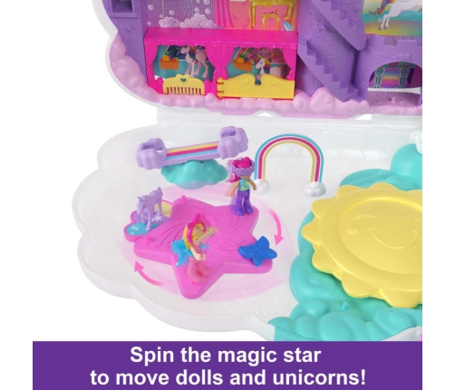 Polly Pocket Rainbow Unicorn Salon +20 surprises HKV51 Bērnu soma Vienradzis