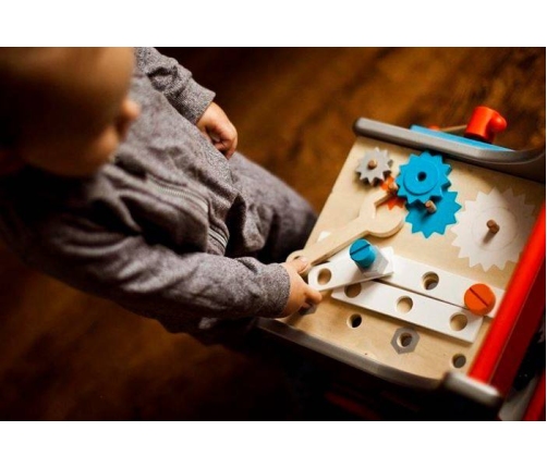 Ratiņi ar riteņiem un instrumentiem Janod Bricokids Magnetic DIY Trolley