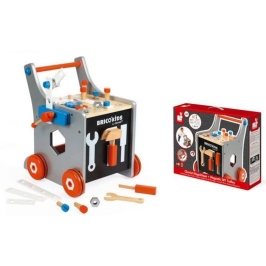 Тачка на колёсах с инструментами Janod Brico'kids Magnetic DIY Trolley