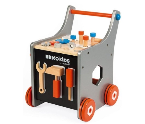 Ratiņi ar riteņiem un instrumentiem Janod Bricokids Magnetic DIY Trolley