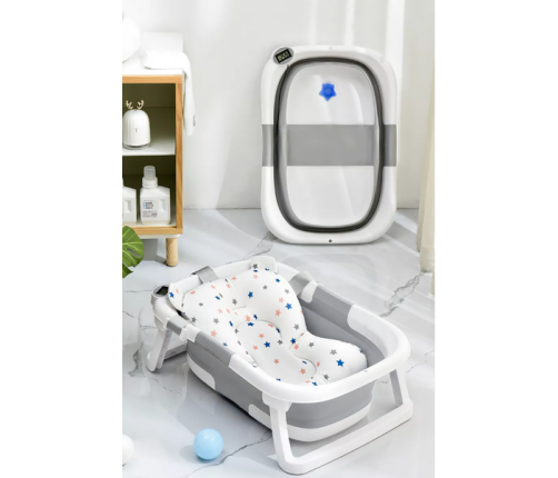 Складная детская ванночка с термометром и вкладышем Primabobo Compact Grey