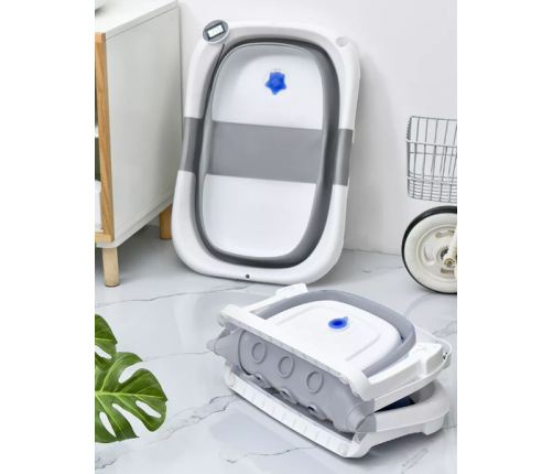 Складная детская ванночка с термометром и вкладышем Primabobo Compact Grey