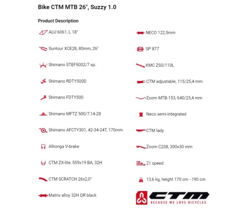 Sieviešu velosipēds CTM MTB Suzzy 1.0 26