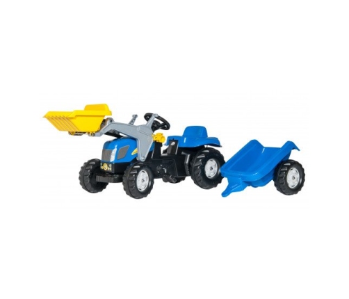 Детский Трактор с педалями с ковшом и прицепом Rolly Toys Rolly KID NH T7040  023929