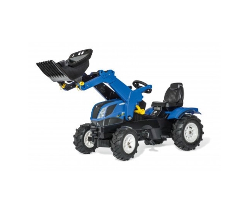 Traktors Bērniem ar pedāļiem ar kausu un piepuš. riteņ. Rolly Toys rollyFarmtrac New Holland (3 - 8 gadiem) 611270