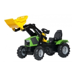 Детский Трактор с педалями с ковшом и надувными колесами Rolly Toys rollyFarmtrac Deutz-Fahr 5120 (3-8 лет)  611218