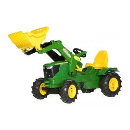 Детский Трактор с педалями и ковшом (надувн. колеса)  Rolly Toys rollyFarmtrac John Deere 6210R (3-8 лет) 611002