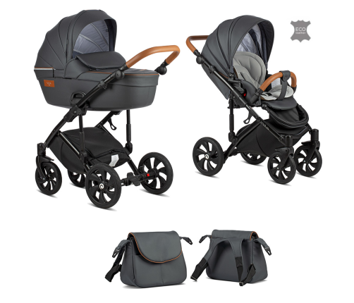 TUTIS Viva Life Leather Edition Shadow Grey 087 Bērnu Ratiņi 2in1