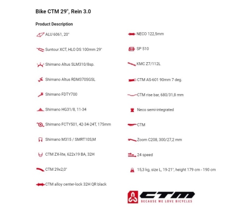 Vīriešu velosipēds CTM Rein 3.0 29