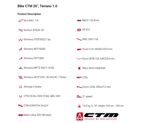 Мужской велосипед CTM Terrano 1.0 26