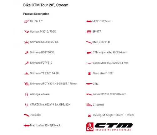 Vīriešu velosipēds CTM Tour Streem 28