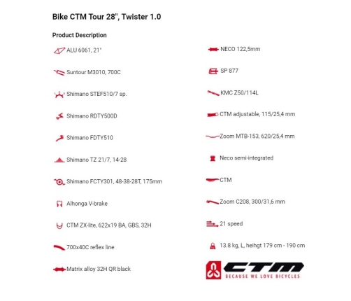 Vīriešu velosipēds CTM Tour Twister 1.0 28